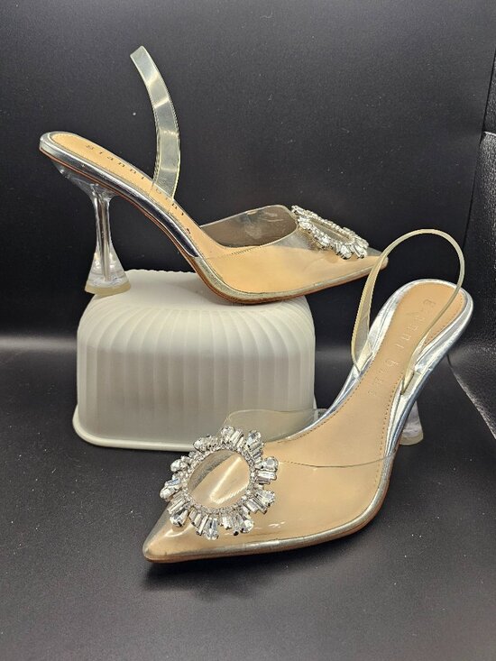Gianni Bini Shoes - Gianni Bini “Vivyee” Clear Rhinestone Slingback Heels – Size 8.5M
